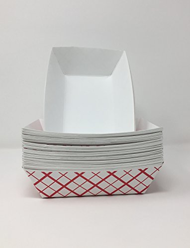 Mr. Miracle White and Red Paper Food Tray. 2.5-Pound Size. Pack of 100
