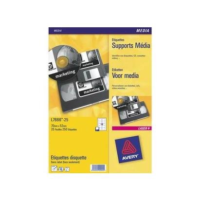 Avery L7666-25 - 3.5inch Diskette Label 70x52mm L7666-25 (250 Labels)