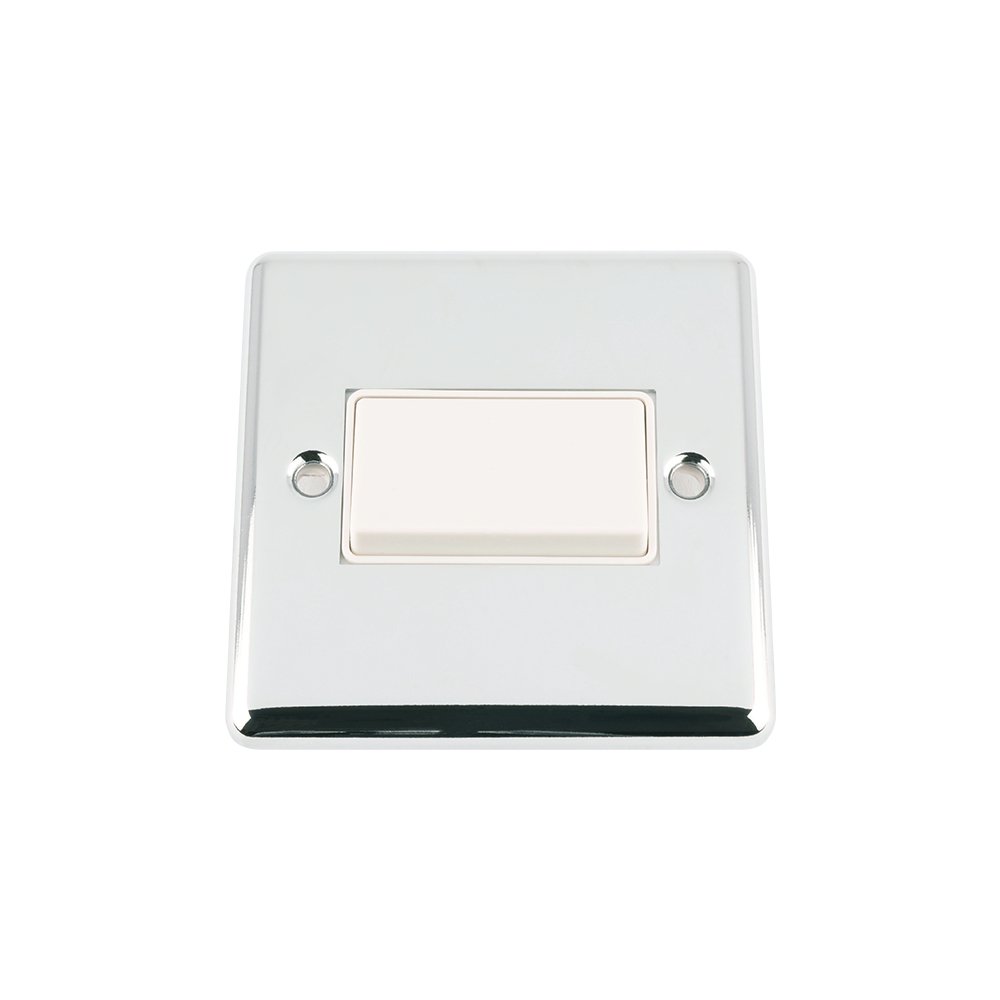 Fan Isolator 3 Pole Switch - Polished Chrome - Classic - White Insert Plastic Switch