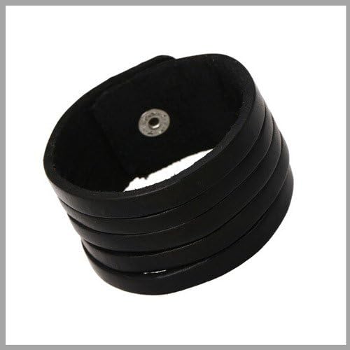 Rainy Jewel : Fashionable Bracelt Black Genuine Leather Cuff Bracelet Men Wide Bracelets Bangles Braclet Pulseira De Couro Masculina