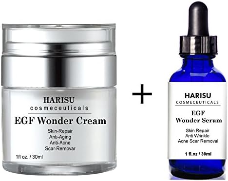 Harisu Cosmeceutical's EGF Cream EGF serum Set - Helps Get Rid of Acne Scars while Hydrating & Regenerating Skin