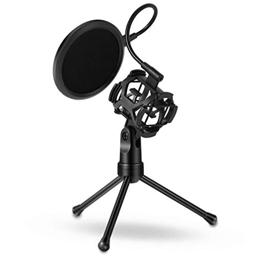 POTENCO Mini Microphone Filter Shockproof Desktop Tripod Stand Microphone Mount