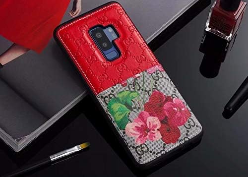 Samsung S9 Plus Phone Case Luxury PU Leather Slim Style Cover Case with Card Slot for Samsung S9 Plus (Red Flower)