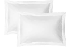 iMaylex Soft and Breathable 100% Egyptian Cotton Envelope Pillow Shams, Silk Like and Cozy Decorative Pillow Covers, Set of 2, White, Queen