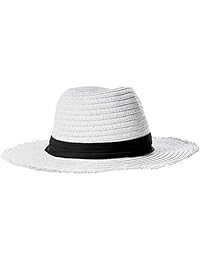 Steve Madden Fedora de papel trenzado para mujer con banda plisada con nudos