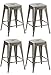 BTEXPERT® 24-inch Tabouret Vintage Antique Rustic Distressed Metal Counter Height Bar Stool Indoor-Outdoor - (Set of 4 Barstool)
