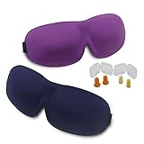 Sleeping Eye mask by Dseap Contoured & Comfortable Eye Mask With Ear Plug. Best for Travel, Shift Work Relieve Fatigue Insomnia or Quiet Night Sleep, Meditation, Afternoon Naps.(Navy Blue+Purple)