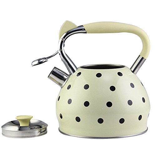 Riwendell 3.2 Quart Whistling Tea Kettle Stainless Steel Dot Print StoveTop Teapot (GS-04517CFY-3.0L) - Thumbnail 2