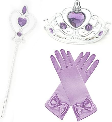 Princess Crystal Dress up Party Accessories - 3 Piece Gift Set: Gloves, Tiara and Wand (Lilac)