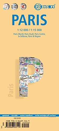 Laminated Paris Map by Borch (English, Spanish, French, Italian and German Edition) by Borch