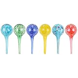 Miles Kimball Set of 6 Small Multicolored Glass Plant Watering Globes - Each Measures 6" L x 2.5" D