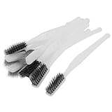 uxcell 18cm Long White Plastic Handle Steel Wire Clean Brush 10 Pcs