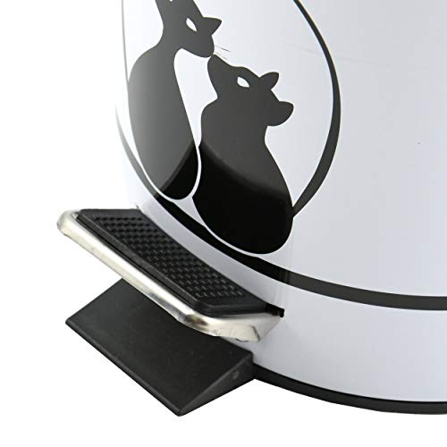 MSV Pedal Bin Cat 3l-17x17x25, Black/White, 30 x 20 x 15 cm - Thumbnail 3