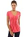 PattyBoutik Women V Neck Twist Knot Front Short Sleeve Top (Coral Pink Small)