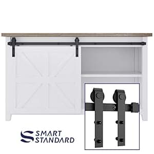 SMARTSTANDARD 5FT Mini Sliding Barn Door Cabinet Hardware Kit for Cabinet TV Stand Closet, Black ...