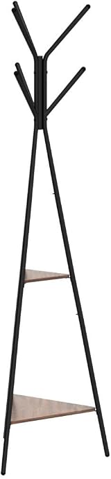 VASAGLE Coat Rack Stand Industrial 2 Shelves Hazelnut Black RCR016B01 view 4
