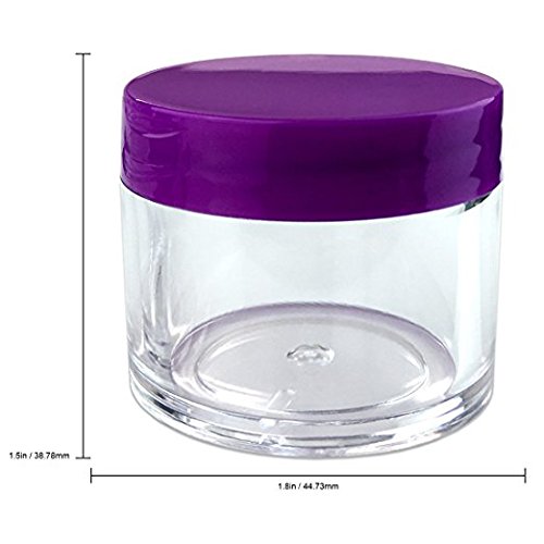 (Quantity: 12 Pieces) Beauticom 30G/30ML (1 Oz) Round Clear Jars with PURPLE Flat Top Lids for Beads, Gems, Glitter, Charms, Small Arts and Crafts - BPA Free