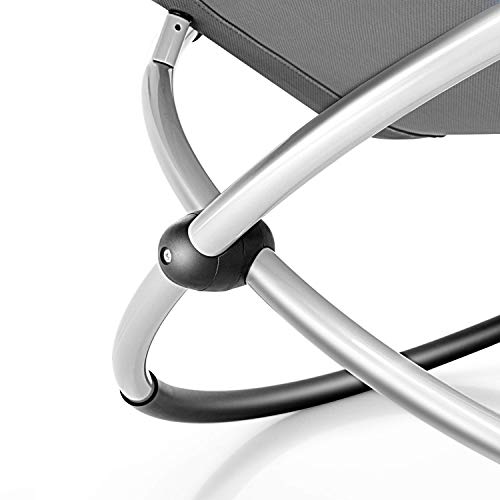 tillvex Relaxliege Gartenliege faltbar | Liegestuhl wetterfest | Schwungliege 180 kg Belastung | Gartenstuhl atmungsaktiv (Anthrazit) – Bild 7