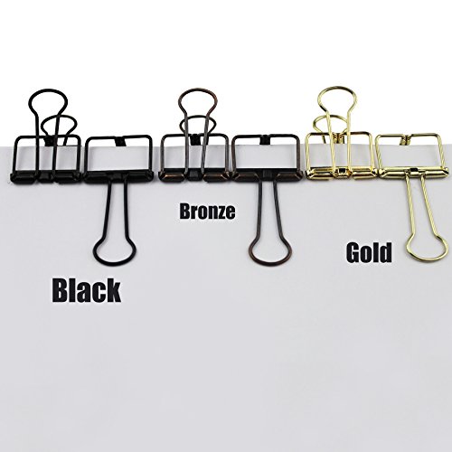 Paper Clamp 12 PCS Small Binder Clips Wire Skeleton Clips with Strong Grip for Office Documents and Bills (Black)