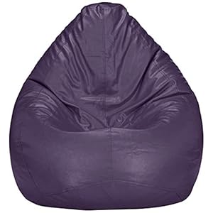 Amazon Brand – Solimo XXL Faux Leather Bean Bag Filled With Beans (Purple)