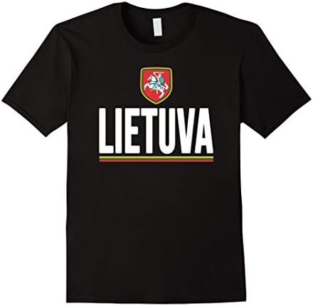 Men's LIETUVA T-shirt Lithuanian Flag Tee Souvenir Travel Vacation Medium Black