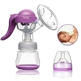 NOKIRE Manual Breast Pump - Silicone Hand Pump Breastfeeding Food Grade BPA-Free Milk Breastpump with Lid - Portable Milk Collector for Baby Breast Feeding
