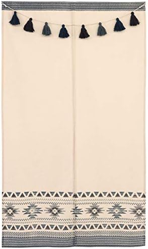 Sunny Day Fabric のれん ブルー 約85cm 150cm オル タッセルガーランド付 オルテガ柄 ネイティブ柄