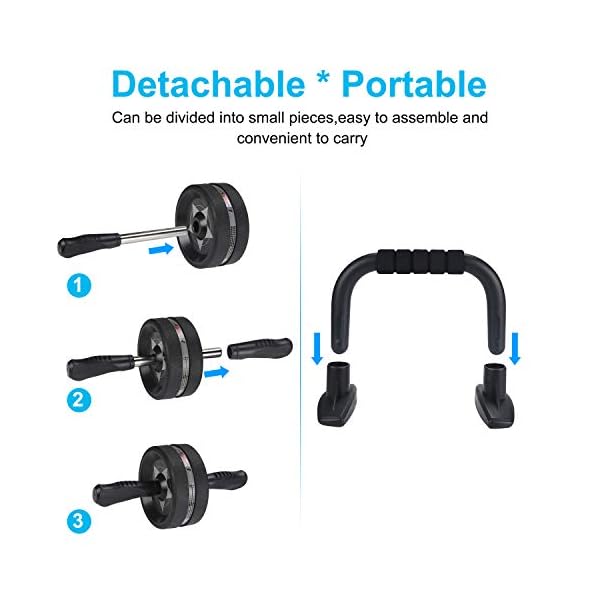 EnterSports Ab Rollers Wheel Kit, Exercise Wheel Core Strength Training Abdominal Roller Set with Push Up Bars, Resistance Bands, Knee Mat Home Gym Fitness Equipment for Abs Workout - Image 7