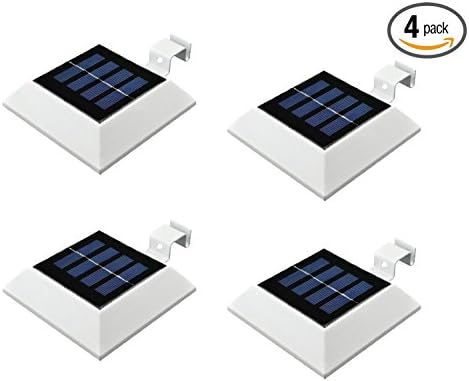 [4 Pack]GMFive Solar Powered Waterproof Security Lamp, 4 LED Solar Gutter Lights for Outdoor Garden, Fence, Dog House, Tree, Outside Garage Door, Wall, Stairs Anywhere Safety Lite with Bracket (4PCS)