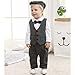 ZOEREA Baby Boy Outfits Set, 3pcs Long Sleeves Gentleman Jumpsuit & Vest Coat & Berets Hat with Bow Tie (Label 70/Age 4-7 Months, Gray)