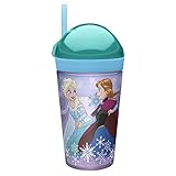 Zak Designs Frozen Girl ZakSnak All-In-One Drink Tumbler + Snack Container For Toddlers - Spill-proof 4oz Snack Container Screws Securely Onto 10oz Tumbler With Accessible Straw, Frozen Girl