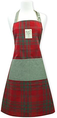 Home Bene 100% Cotton Modern Check, Cute X-back Kitchen Apron Women, Cooking Apron Gray Plaids, Adjustable Length, Waist Ties, One Front Pocket, Cooking, Baking, Barbecuing, Red