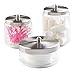 mDesign Glass Bathroom Vanity Apothecary Storage Organizer Canister Jar for Cotton Balls, Swabs, Makeup Sponges, Bath Salts, Hair Ties, Jewelry, Set of 3, Varied Sizes - Clear/Brushed