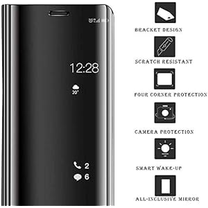 KERUN Cover per Oppo A91, Custodia Luxury Mirror Leather Magnetic Flip Stand Protective Case in Pelle PU Premium Cover a… - immagine 5