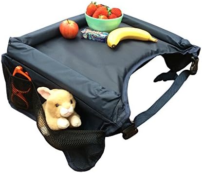 Kids Travel Tray For Car Seat, Strollers and Plane Travel, this Car Lap Tray is Portable and Easy to Clean, For No Mess Eating and Play (Navy Blue/Black, 17 X 14 X 2.2 in.)