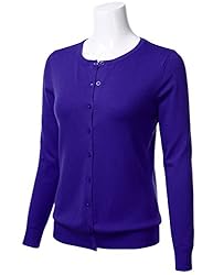 FLORIA Women's Button Down Crew Neck Long Sleeve