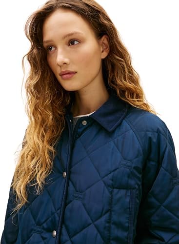 Casaco almofadado de mulher com bandeira, WW0WW47747, parka azul (azul-marinho escuro de noite), tamanho S, AZUL (azul marinho escuro de noite), S