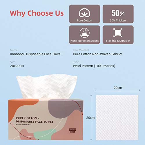 MODODOU 100 Counts Per Box Facial Towels Disposable Face Towels for