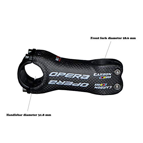 Opera Bike Stem - Full Carbon Stems Mountain Bike Carbon Fiber Handlebar Stem 31.8×100 mm Road Bike 3 K Black Matte 6 Degrees Stems - 1 Pcs - Thumbnail 3