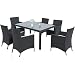LZ LEISURE ZONE 7-Piece Outdoor Wicker Dining Set - Dining Table Set for 6 - Patio Rattan Furniture Set with Beige Cushion (Black)
