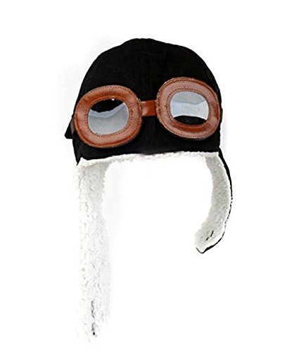 CTKcom Pilot Aviator Fleece Warm Hat Cap with Earmuffs for Kids,2 Pack(Coffee+Black)