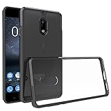 Nokia 6 Case, MicroP [Drop Protection] Slim Fit TPU Grip Bumper Clear Hard Plastic Backplate [Transparent] Hybrid Phone Case for Nokia 6 (Black)
