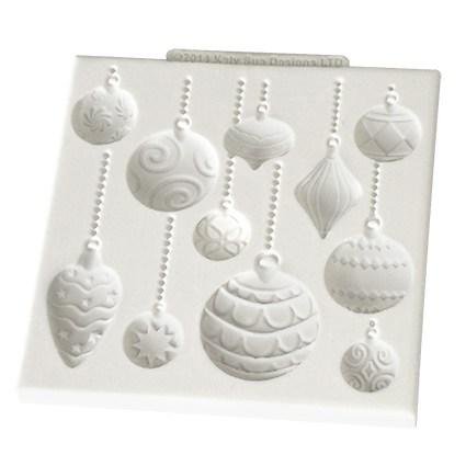 Christmas Baubles Silicone Mold for Cake Decorating, Crafts, Cupcakes, Sugarcraft, Cookies, Candies, Cards and Clay, Food Safe Approved, Made in The UK