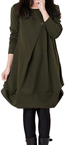 Women's Plus Size Loose Skydiving Dress AmyDong Oversized Long Sleeve Warm Dress Jumper Dress
