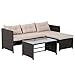 Outsunny 3 Piece Outdoor Rattan Wicker Patio Sofa and Chaise Lounge Set primary