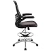 Modway Attainment Vinyl Drafting Chair - Drafting Stool With Flip-Up Arm in Brown