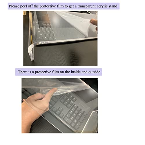 ZEAYIFA Clear Acrylic Monitor Stand,Keyboard Cover Protector AntiCat
