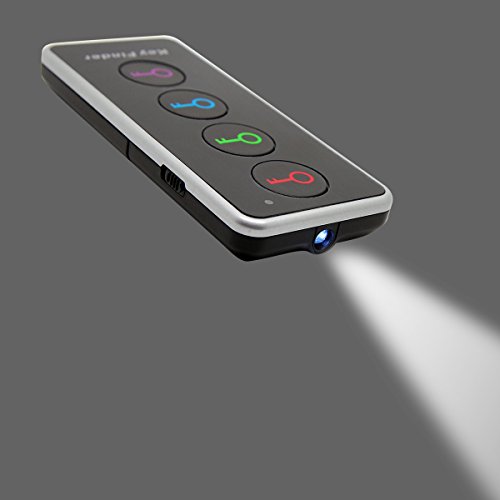 Vodeson KF04A Wireless Key Finder RF Item Locator with Base Support and LED Flashlight, Keys, Wallet, Pet Locator with Sound Alarm, 1 Transmitter + 4 Receivers - Black