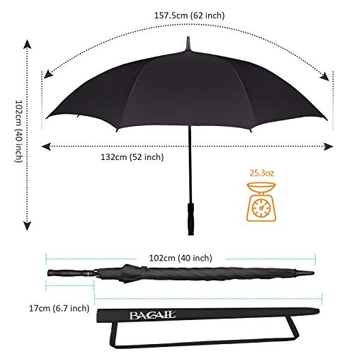 BAGAIL Golf Umbrella 68/62/58 Inch Large Oversize Windproof Waterproof Automatic Open Stick Umbrellas for Men and Women (Black(Single), 68 in) - Thumbnail 2