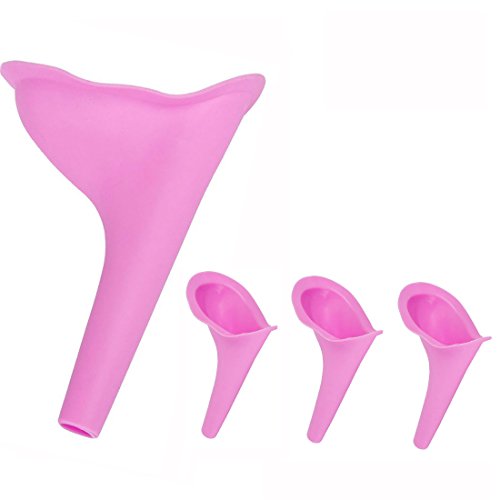 4 Pcs Female Urination Device Travel Camping Urinal For Women, Reusable Outdoor Standing Pee Portable Urinal Tool with Storage Bag â€¦ (Pink)